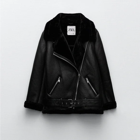 NWOT. Zara Black Double-Faced Jacket. Size S.